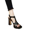 Women's Fashion Waterproof Platform Sandals Round Head Open-toe Line Buckle Soft Sole Anti-slip Wear-resistant High Heels