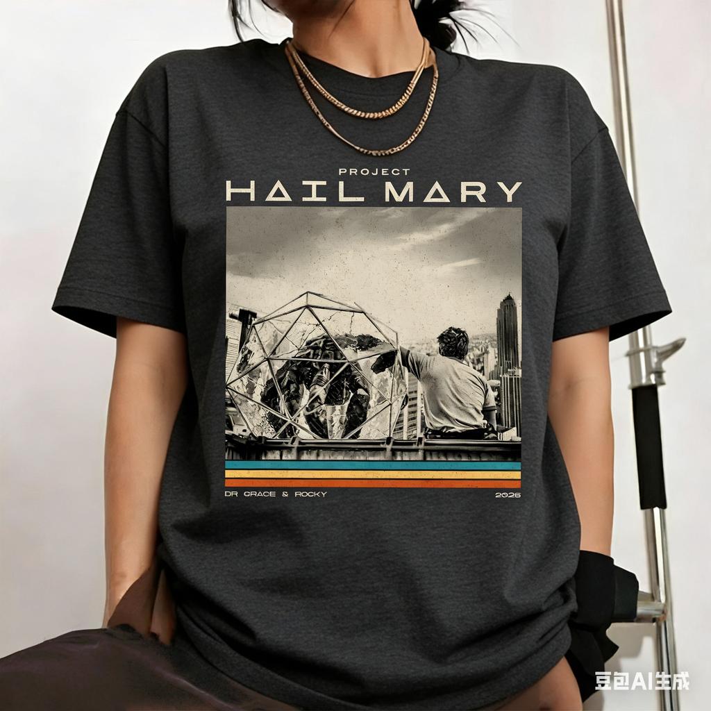 Project Hail Mary Sci-Fi Weltraumroman T-Shirt Unisex und Damen Sommer Baumwolle Kleidung Lässig Mode Kurzarm T-Shirt Streetwear