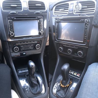 Schutzfolie aus Kohlefaser für Volkswagen Golf MK6 GTI R 2008-2013 Mittelkonsole Schalthebel Armaturenbrett Luftauslassgriffe Autoinnenraum
