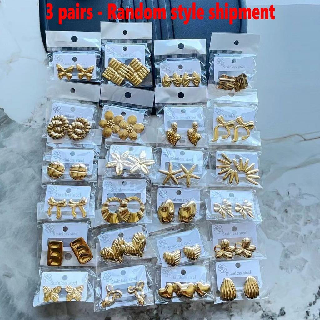 Kolczyk Sztyft Pozłacany 18K, Nowoczesne Abstrakcyjne Kwiatowe Kolczyki Wiszące Serce dla Kobiet Biżuteria do Stylu Casualowego Losowa Wysyłka