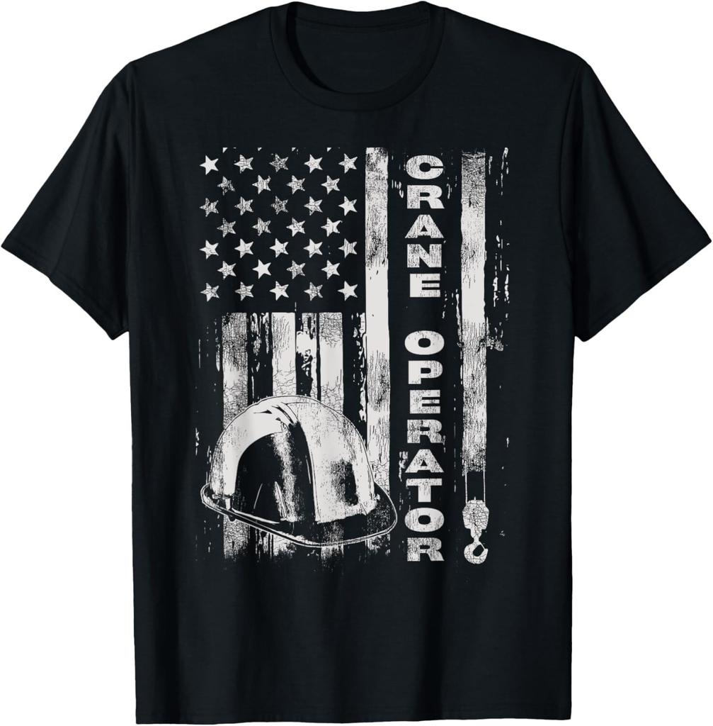 Vintage Crane Operator American Flag Tee Gift Unisex T-Shirt