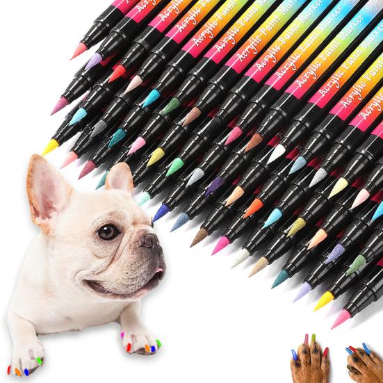 Yousheng 12 Colors Pet Nail Art Pen Set Quick Dry Brush Fun Creative Pet Paw Nail Polish Pens DIY Pet Manicure Supplies for Puppy Cat Small