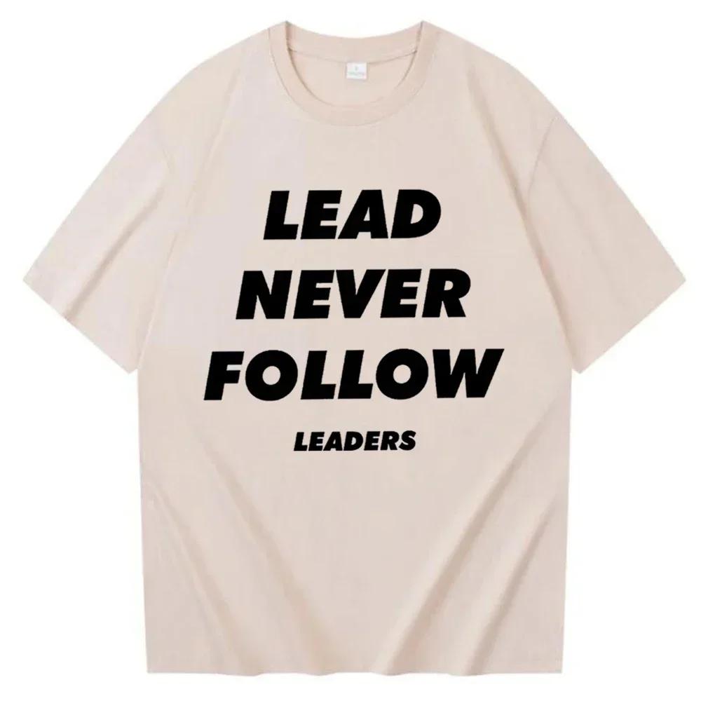 Chief Keef Lead Never Follow Leaders Unisex Tops Graphic Fashionable Vintage O-Neck Harajuku Streetwear Versatile Short Sleeve