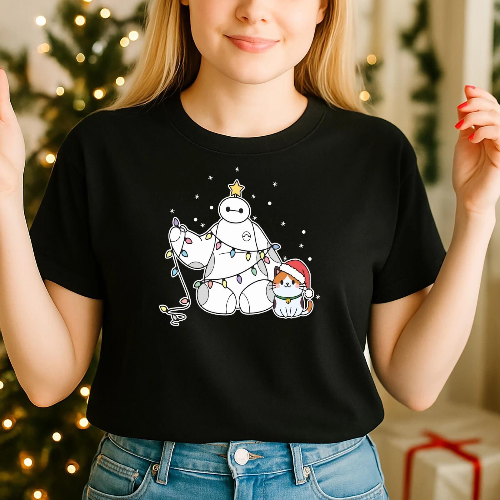 2025 Christmas unisex tshirt,Night before Christmas Family, Disney Baymax (CH) XL