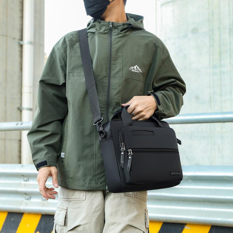 Shoulder Bag Men's Business Handbag Solid Color Travel Bag Large Capacity Crossbody Bag
