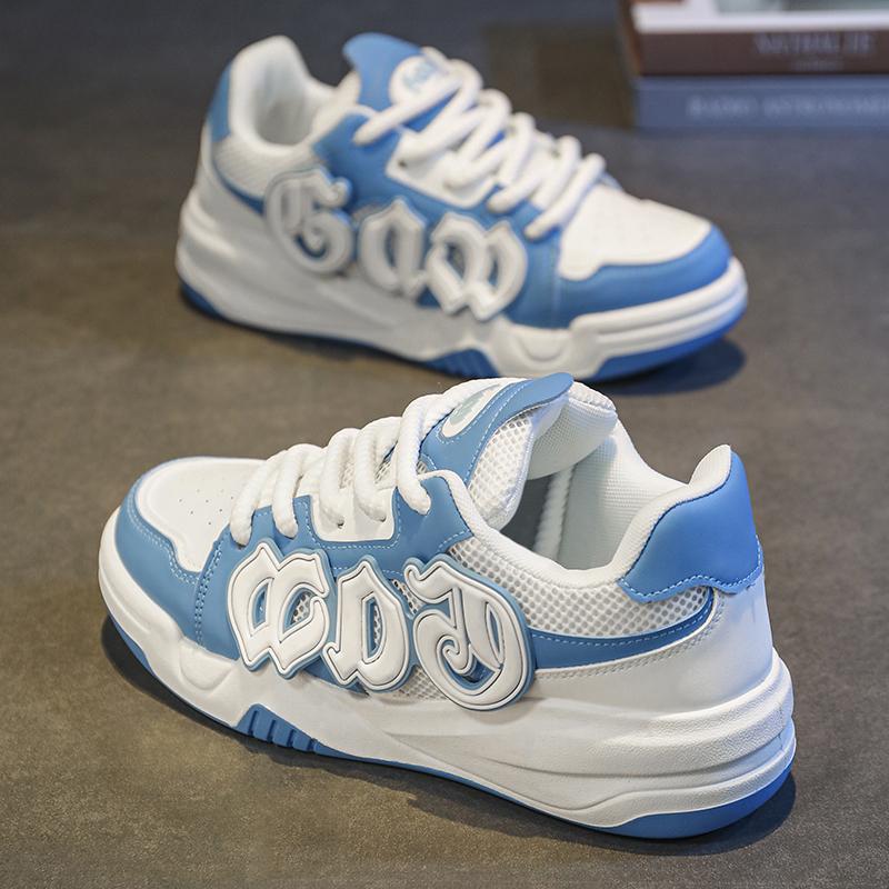 Wear-resistant board shoes women new students all match thick sole sports casual shoes burst letter bread shoes