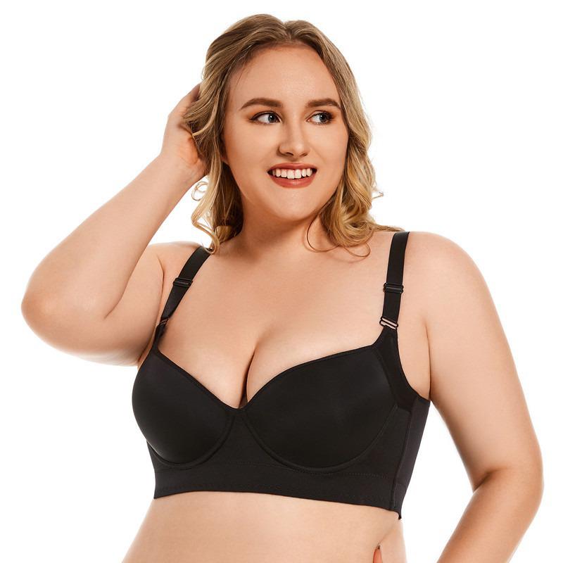 Plus Size Seamless Sexy Push-Up Underwire Bra with Side Support