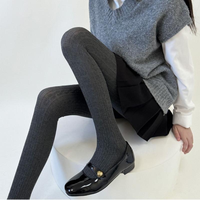 Women Japanese Twist Striped Pattern Jacquard Stockings Pantyhose Spring Fall Opaque Tights Bottoming Leggings Hosiery