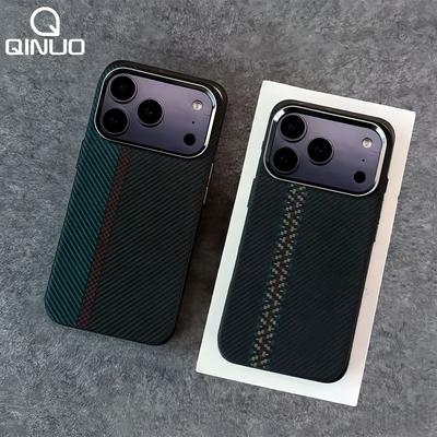 Carbon Fiber Pattern Plastic For  Magnetic Case for For Iphone 17 Air 16 15 14 13 Pro Max Alloy Lens Frame Shockproof Cover
