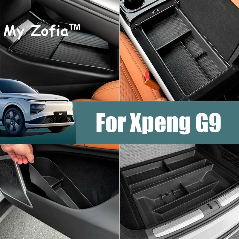 For Xpeng XiaoPeng G9 2023 2024 2025 Car Armrest Storage Box Center Console Organizer Container Storage Box ABS Pad Accessories
