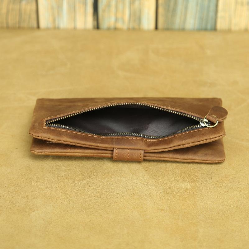 Retro Crazy Horse Leder Geldbörse Erste Schicht Rindsleder Herren Geldbörse Lang und Kurz Leder Multi-Karten Damen Geldbörse