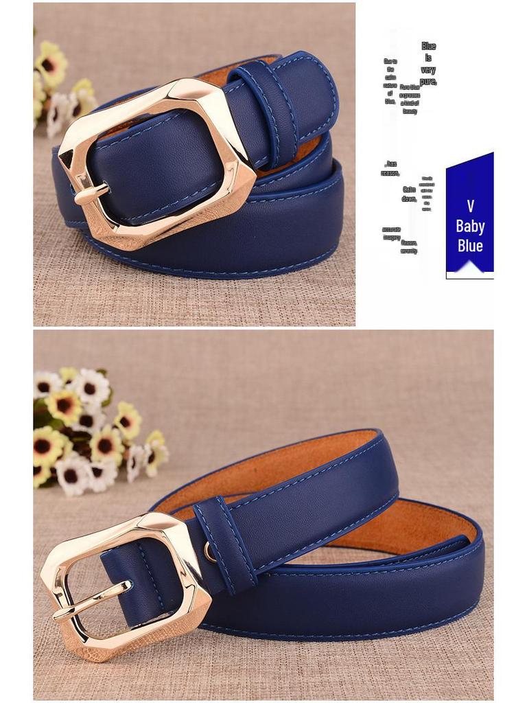 Women's Pin Buckle Leather Belt - New, Stylish & Versatile Korean Casual Cowhide Design