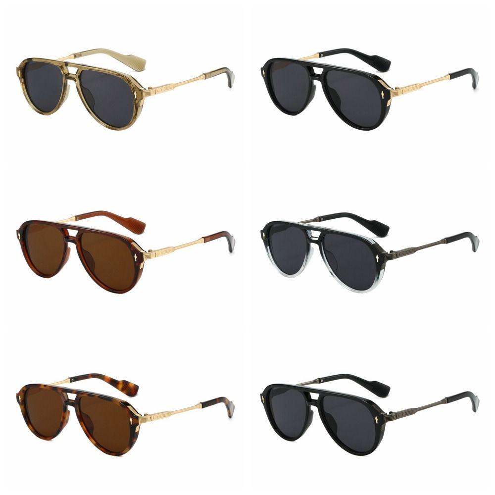 Big Frame Square Sunglasses Double Beam Retro Eyewear Personalized Pilot Sun Glasses  Photography