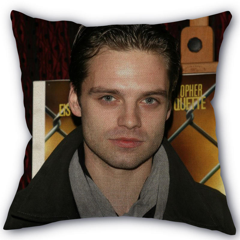 45X45cm Pillow Cover Sebastian Stan Home Decorative Pillowcase Square Zipper Cotton Linen Pillow Cases Bedroom 0331