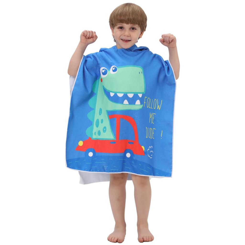 Ultra Fine Fiber Children's Bath Towel Printed Large Bathrobe for Baby Beach Swimming, Portable Absorbent Beach Towel