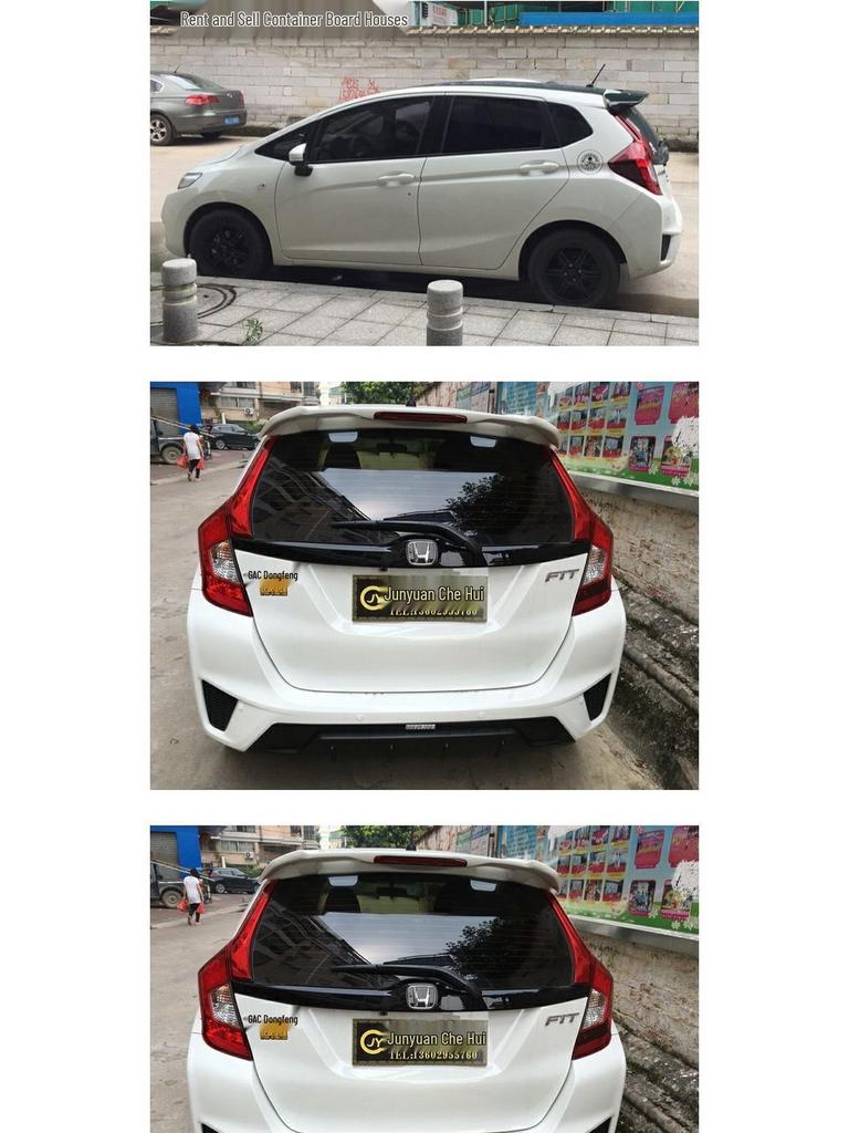 For Honda Fit 2014-2020 Rear Spoiler No-Drill RS Roof Spoiler with Light GK5