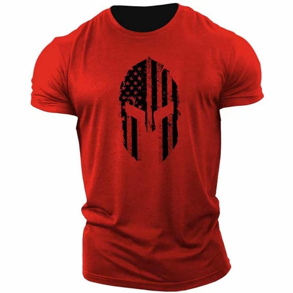 Spartans Men's Retro Pattern 3D Printed T-shirt Fashionable Street Trend Round Neck Top Simple Casual Daily Versatile Short Sleeved Clothing