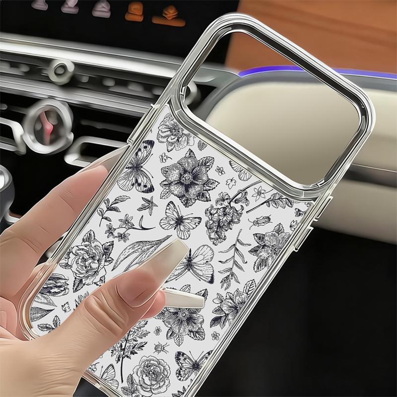Pastoral Wildflower Case For iPhone 17 18 Pro Max Plating Lens Frame Clear Soft Phone Cover For iPhone 16 15 14 13 Pro Max 17E