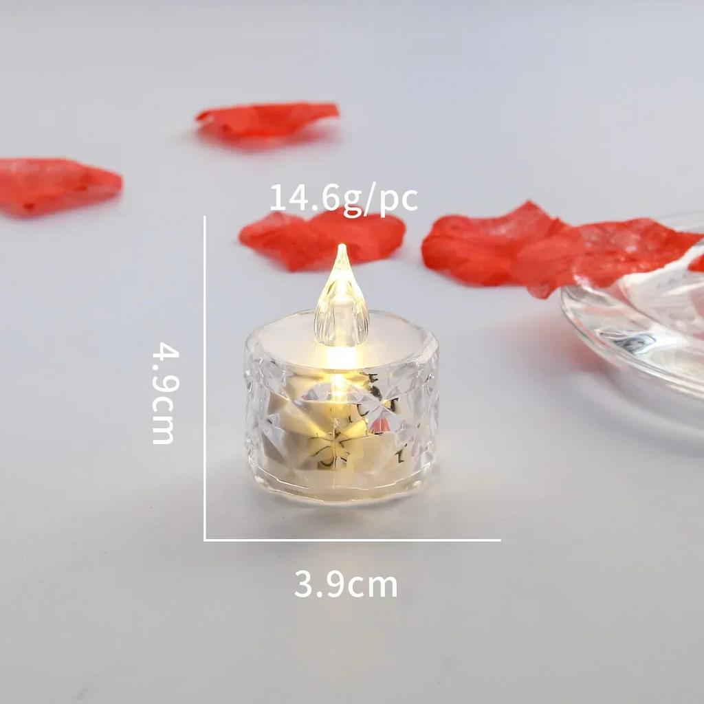 Christmas Flameless LED Light Candle Crystal Candle Transparent Shell Electronic Night Lamp Dating Party Holiday Home Decor