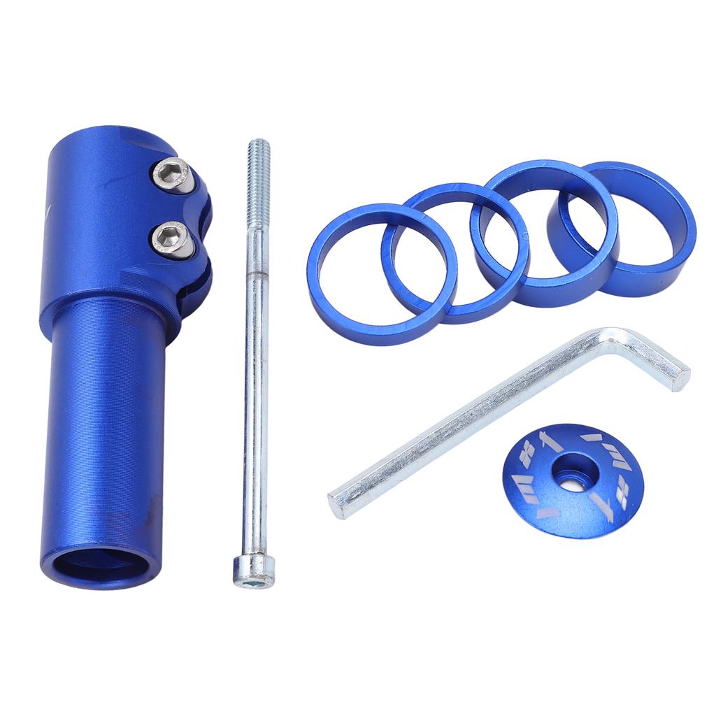 Mountain Bike Stem Riser Extension Aluminum Alloy Bicycle Front Fork Tubes Extender for Mountain Road BicycleBlue