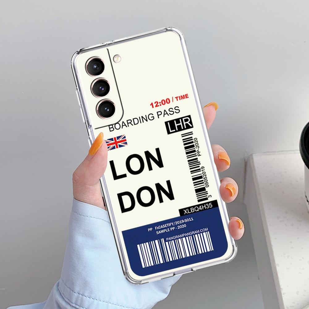 Phone Case For Samsung Galaxy S26 S25 S24 S23 S22 Ultra S20 S21 FE 5G Plus Clear Cover World City Travel Ticket New York London