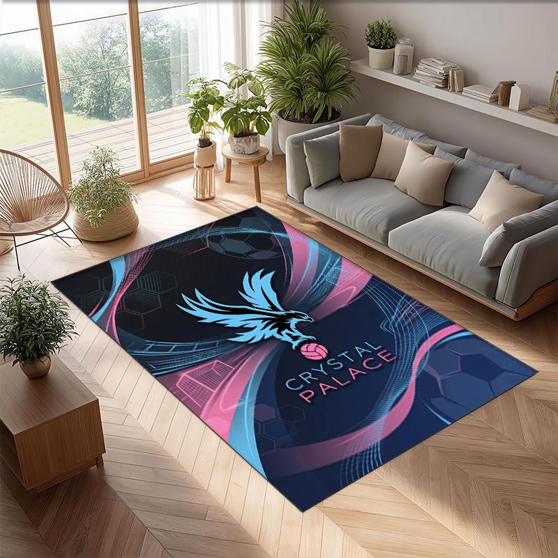Crystal Palace Football Print Crystal Velvet Rug, Comfortable Water Absorbent Non Slip Indoor Floor Carpet