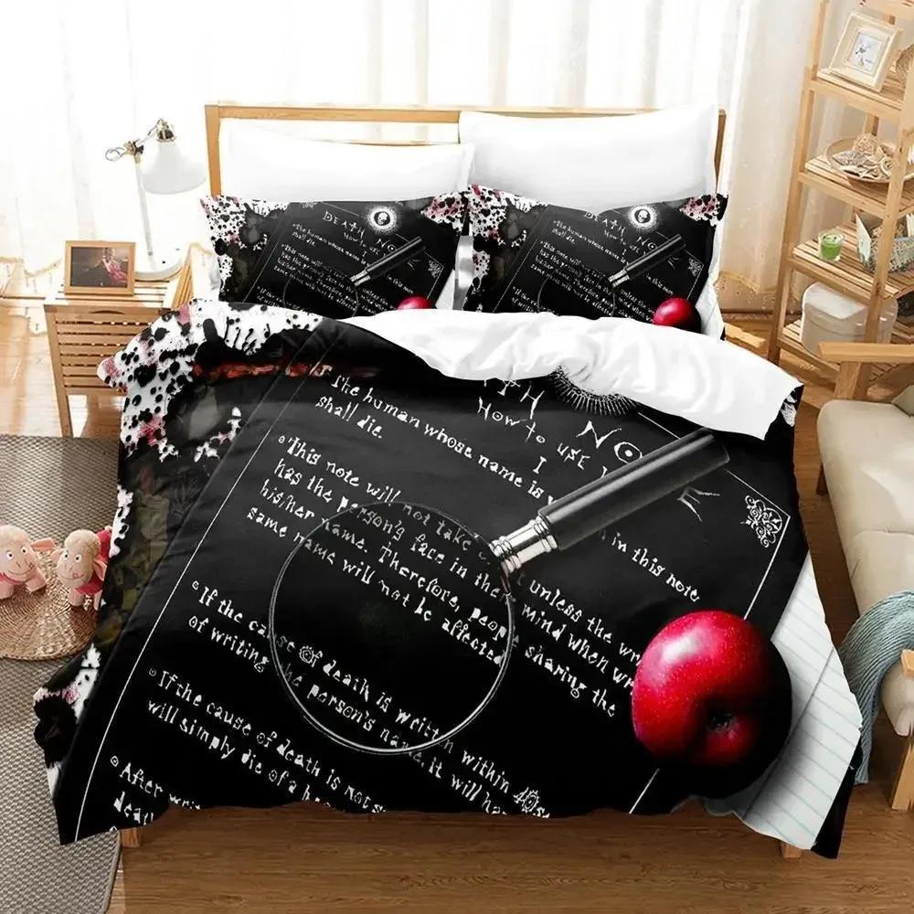 New Death Note Bedding Set Single Twin Full Queen King Size Bed Set Adult Kid Bedroom Duvet Cover Sets 3D Anime Bed Sheet Set