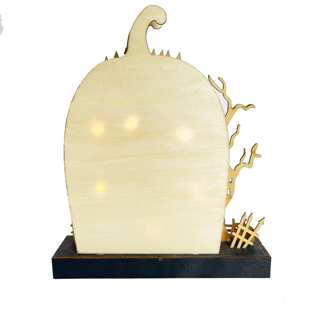 Home Halloween Tabletop Decoration, Lighted Wooden Haunted House Pumpkin Decoration Ornaments, Battery Operated Pumpkin House Ornament Party Supplies