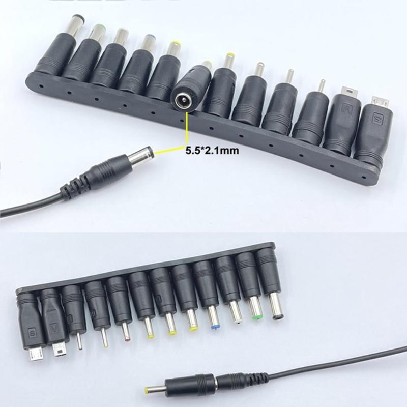 USB to DC5.5x2.1mm 5V Charging Cord Universal Power Cable with 12 Connector Adapters for Multiple Electronic Devices