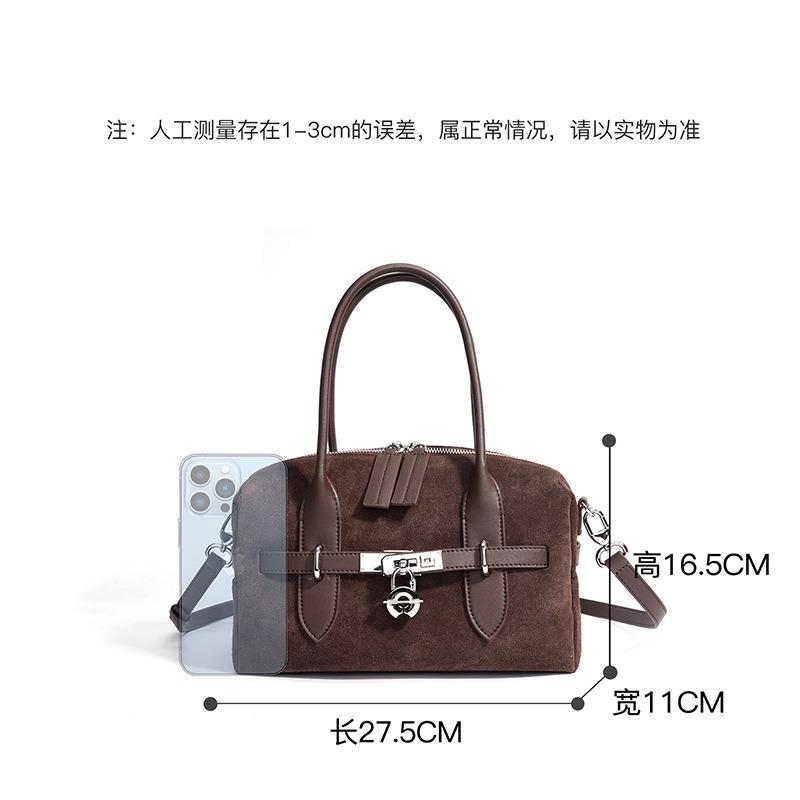 Premium handbag New matte suede Boston bag Simple and versatile fashionable women's large-capacity messenger bag