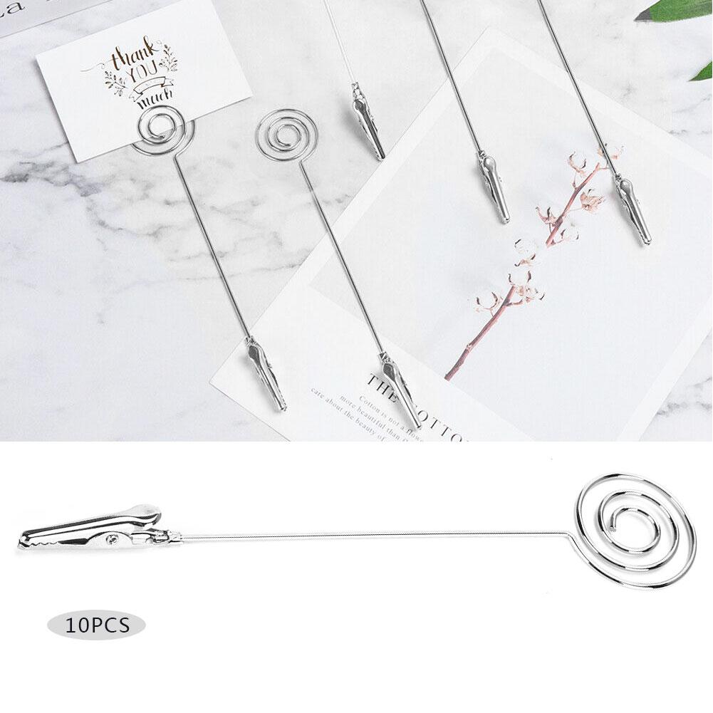 10 Stück Tisch-Notizklammern Schreibtisch Metall Visitenkartenhalter Silber Rund Bild Nachricht