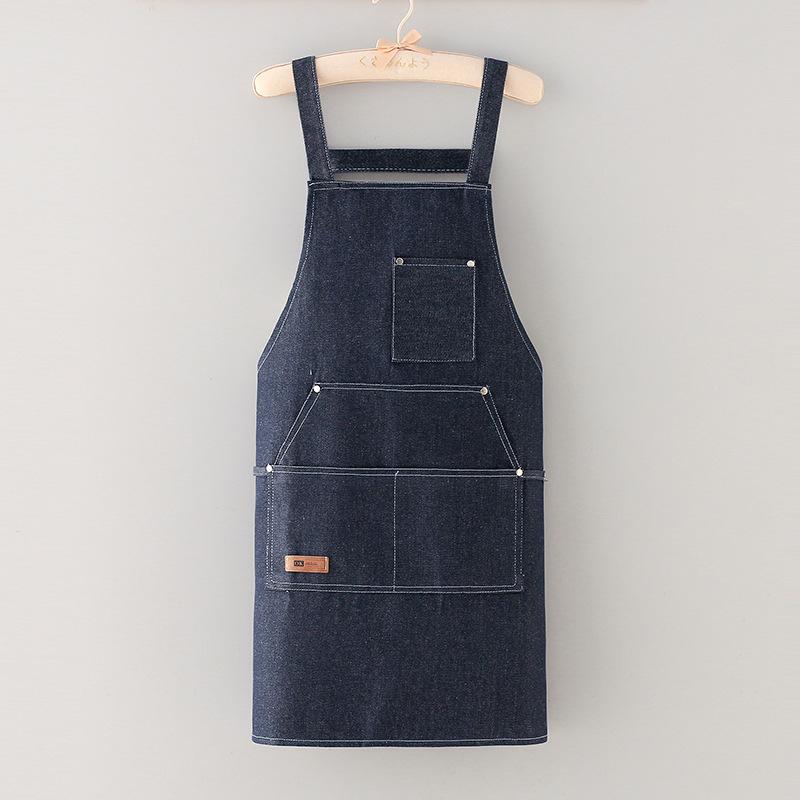 Thick Denim Apron with Pocket Jean for Women Men Hair Stylist Barista Coffee Shop In Beautiful Salon Oil Resistant Apron Bib