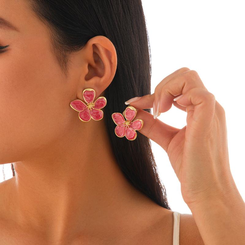 1Pair Romantic Petal Flower Long Hanging Earrings For Women Trendy Elegant Tassel Piercing Drop Earrings Party Jewelry Gift