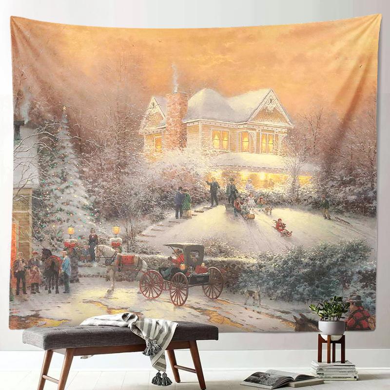 Noel Baba Noel Dekorasyon Baskı Desen Goblen Ev Oturma Odası Yatak Odası Duvar Dekorasyonu Arka Plan Kumaş Goblen