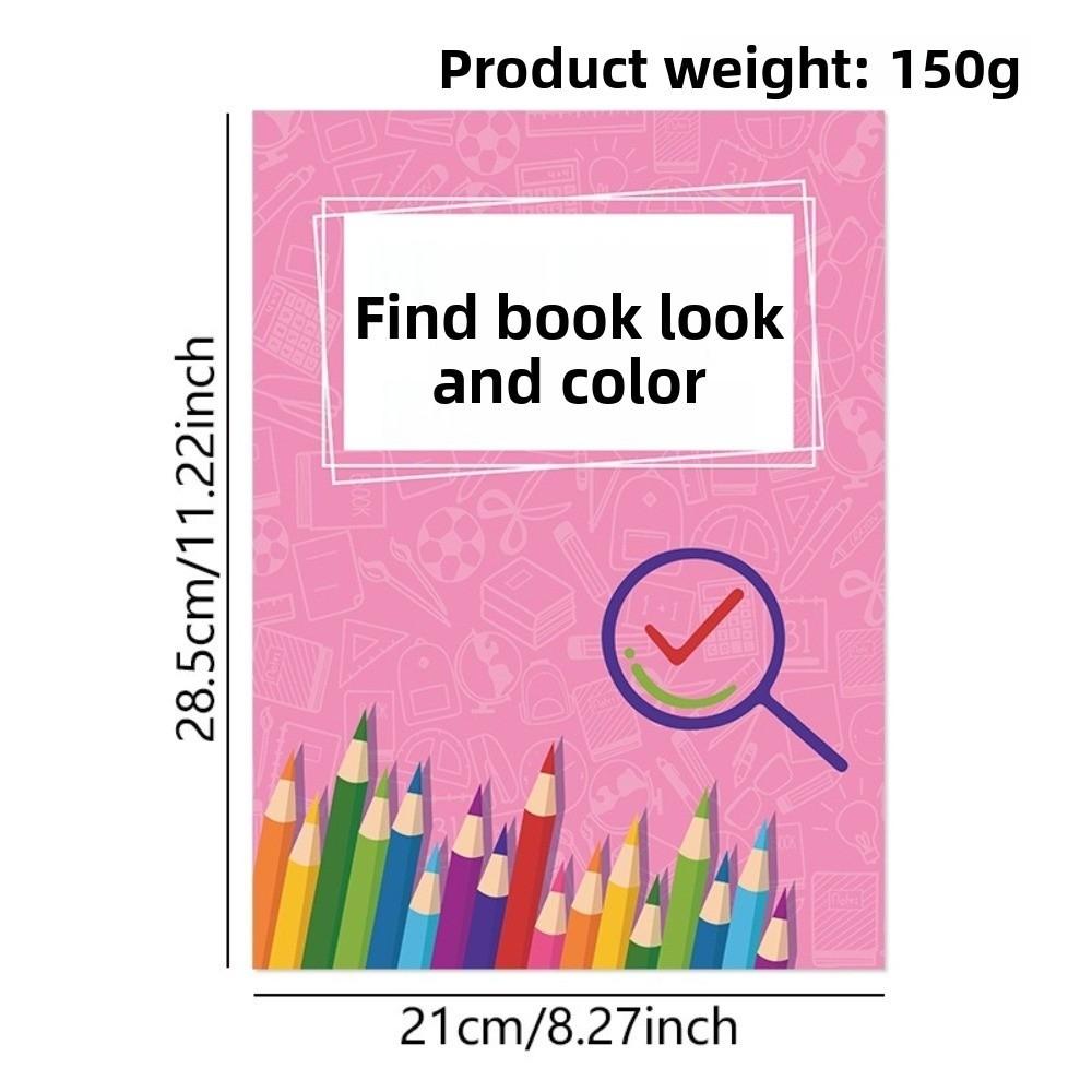 

New 12 Pages Hidden Objects Book Interactive Green Pink Find and Color Book Concentration Training Painting Book Learning Play