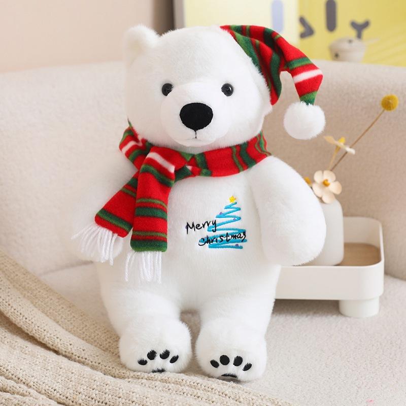 Scarf Polar Bear Doll Christmas Scarf Polar Bear Christmas Hat Holiday Gift Doll