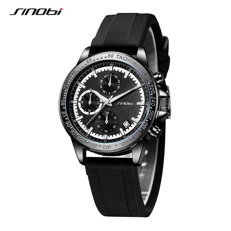 Sinobi Men s Multifunctional Quartz Waterproof Silicone Strap Casual Wristwatch 9885