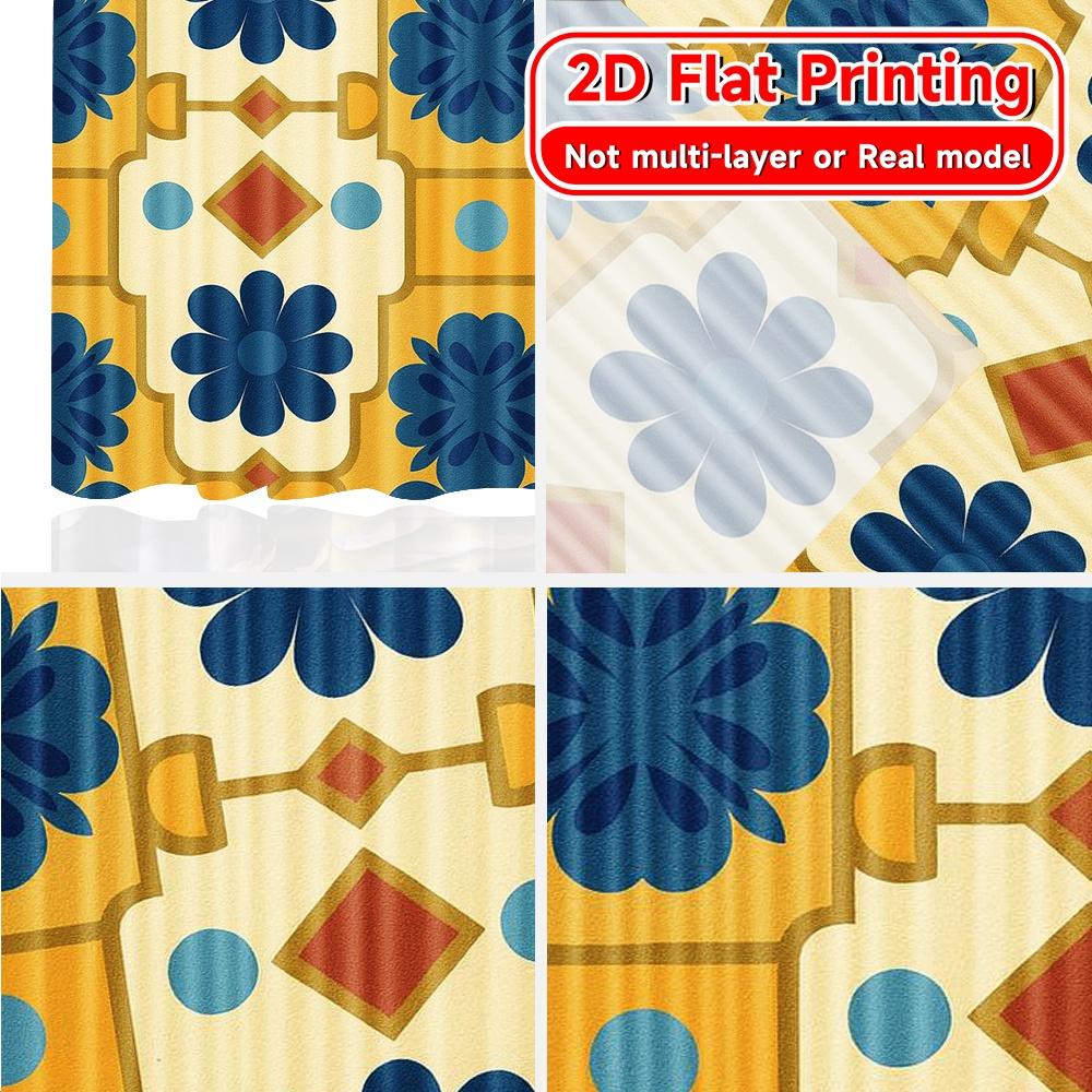 2D Flat Printing,2pcs Golden Mosque Garden Modern Curtain Modern Polyester Curtains All Seasons for Living Room, Bedroom, Office