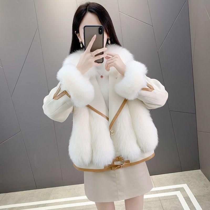 Winter new imitation suede, imitation fox fur, women's fashion down cotton clothes, short models - 0 years old