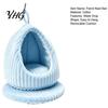 Cotton Bird Nest Hanging Parrot Bed, Winter Striped Plush Water Drop Shape Bed Cozy Cave with Removable Cushion, Cage Hammock for Budgerigar Cockatiel