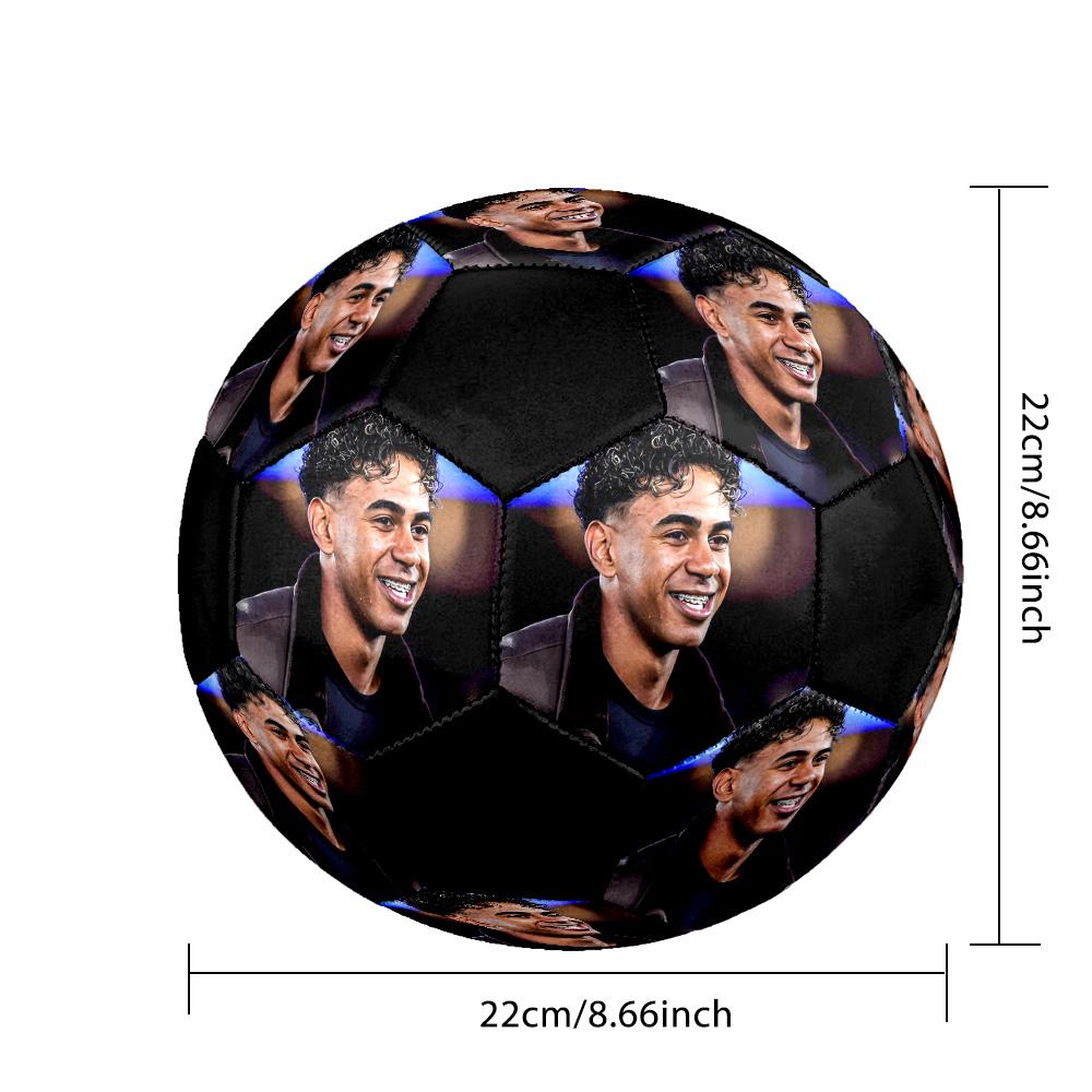 Ballon de Football en Salle Lamine Yamal Coloré Cousu à la Machine PVC Taille 5 Prêt pour l'Entraînement d'Équipe et la Compétition Durable Haut Rebond Cadeau Sportif Cool