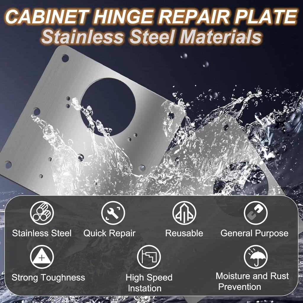 Cabinet Hinge Repair Plates Kit Stainless Steel Kitchen Cupboard Door Hinge Mounting Fixing Plate with Hole Hardware Accessories