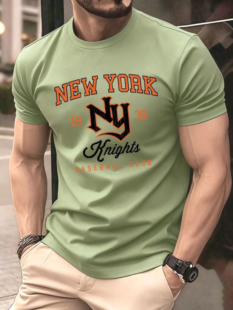 New York Baseball Club Printed TShirt Men Soft AllMatch T Shirts Cotton Casual Clothing Crewneck Oversize Man Short Sleeve