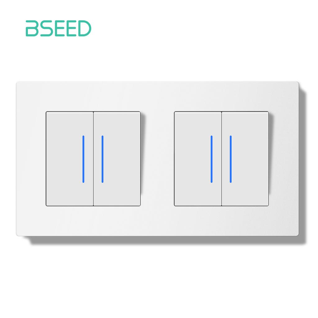 BSEED Spínač Světelný spínač s LED Bílý plastový rámeček Nástěnný spínač s kontrolkou řady E Standard EU 1/2cestný/Reset
