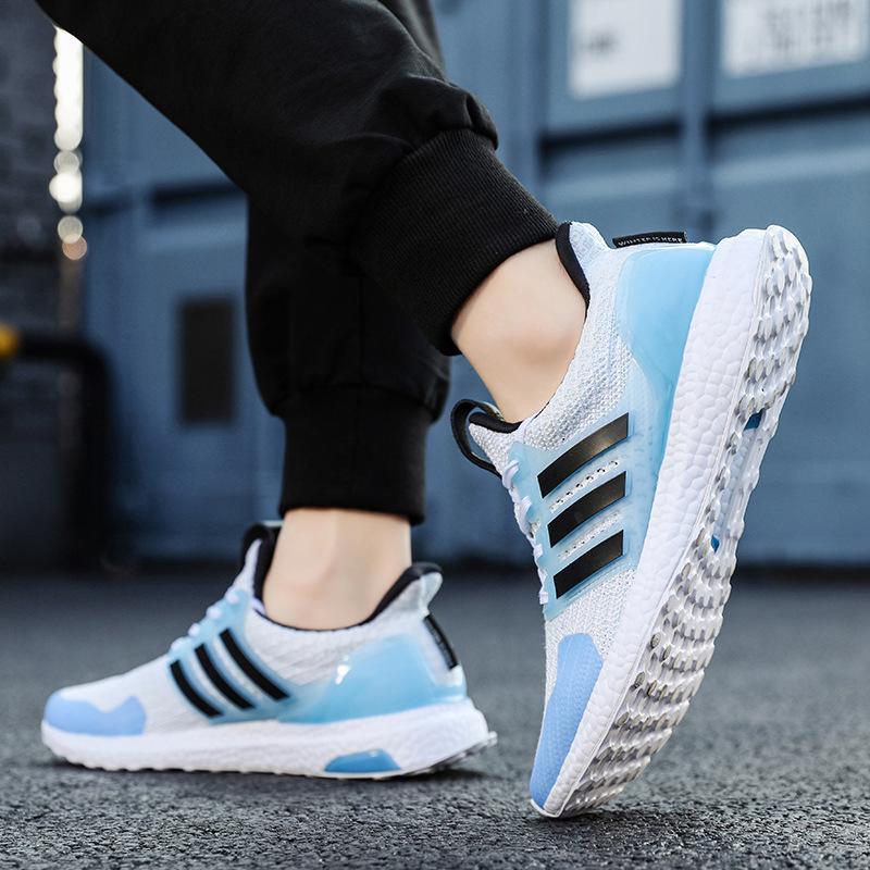 

White ice blue breathable shock absorption Hiking shock absorption Men s and women s sports running shoes Jogging shoes 45