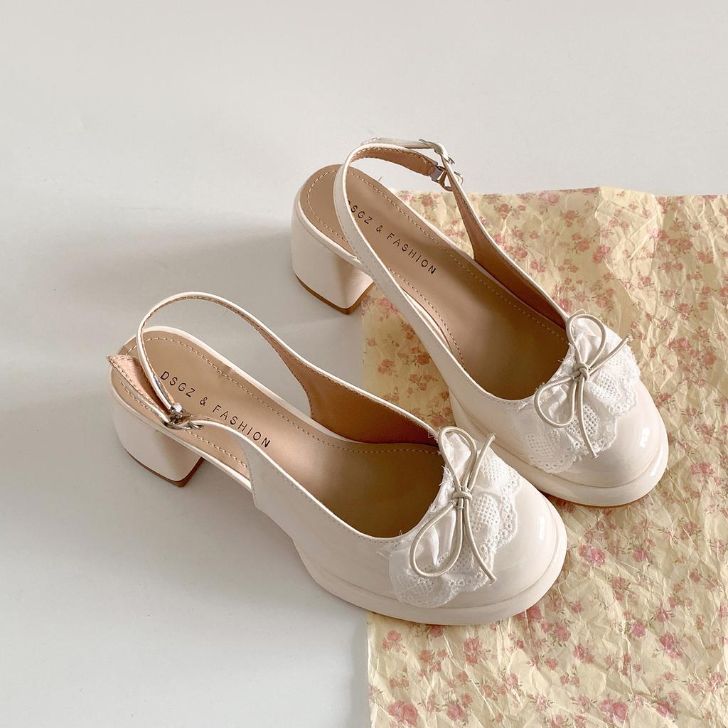 Popular retro black bag head thick heel sandals women's 2025 new summer skirt versatile non-slip French sandals