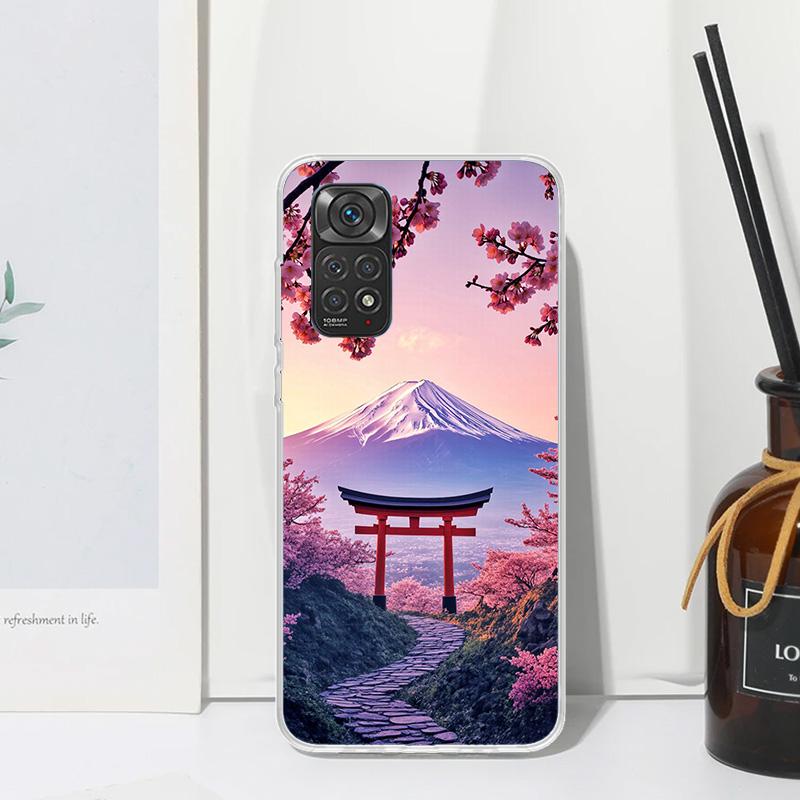 Japanese Cherry Mount Fuji Phone Case For Xiaomi Redmi Note 15 13 14S 14 Pro Plus 12S 11S 10S 12 11E 10 11T Art Fundas Back Cove