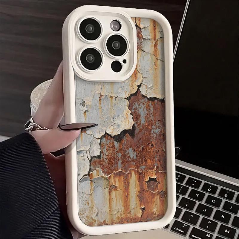 Retro Rusty Iron Phone Case For Samsung S24 S23 S22 Ultra Plus S21 A55 A54 A53 A52 A25 A15 A14 5G Soft Anti Drop Cover