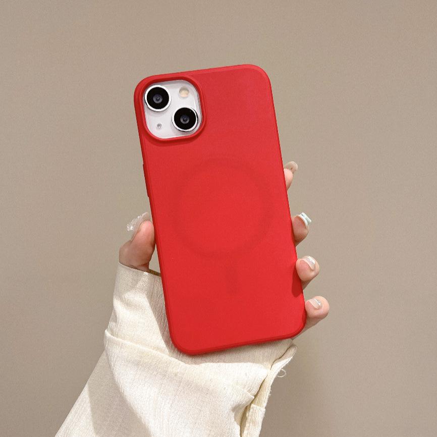 Apple 15 Pro Max Magnetic Animated Silicone Phone Case, Solid Color Skin-Feel, Frosted Protective Cover