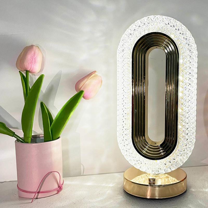 Elegant Water Crystal Night Light With Touch Control For Bedroom And Living Room Decor